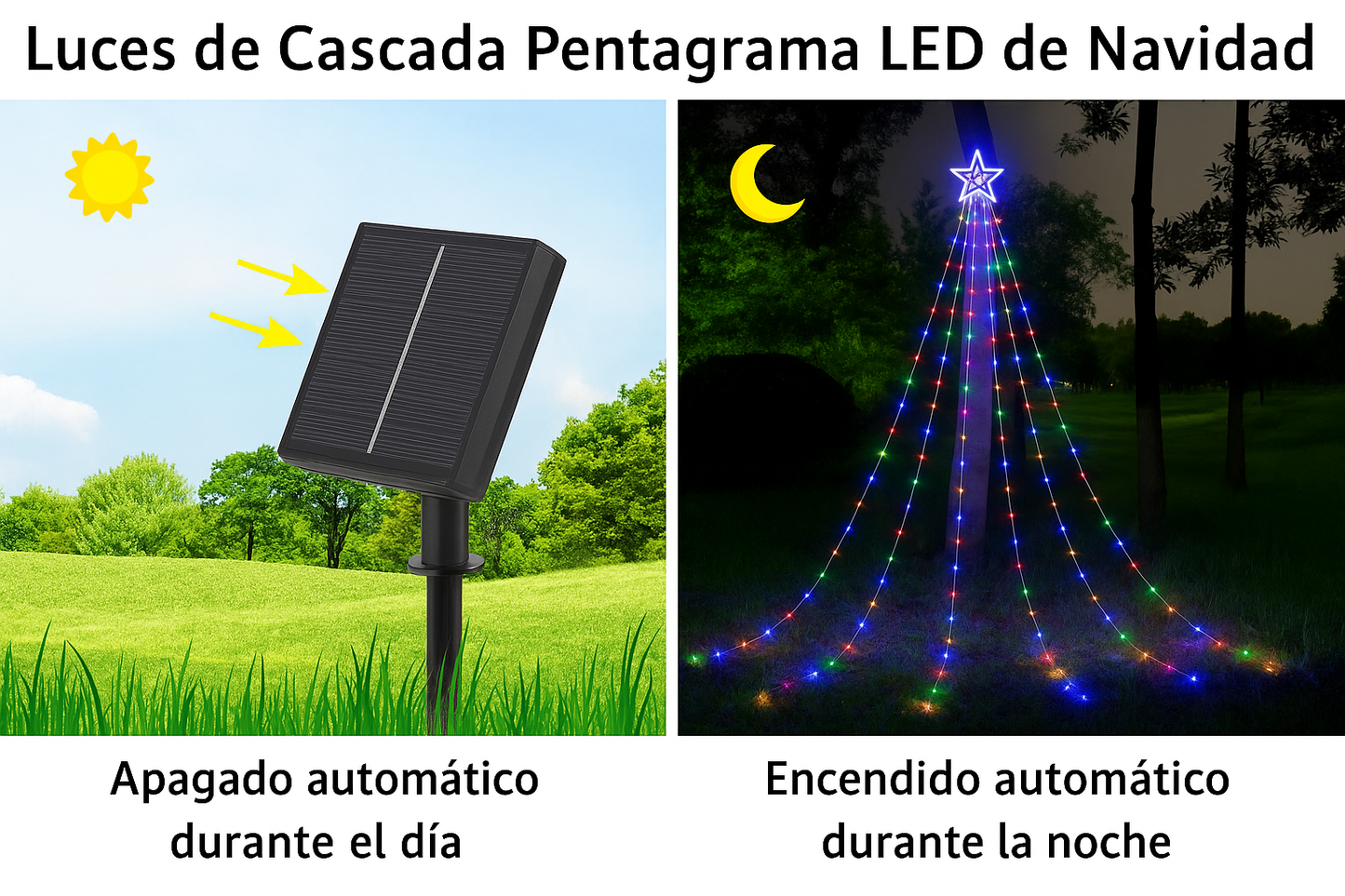 Cascada navideña solar