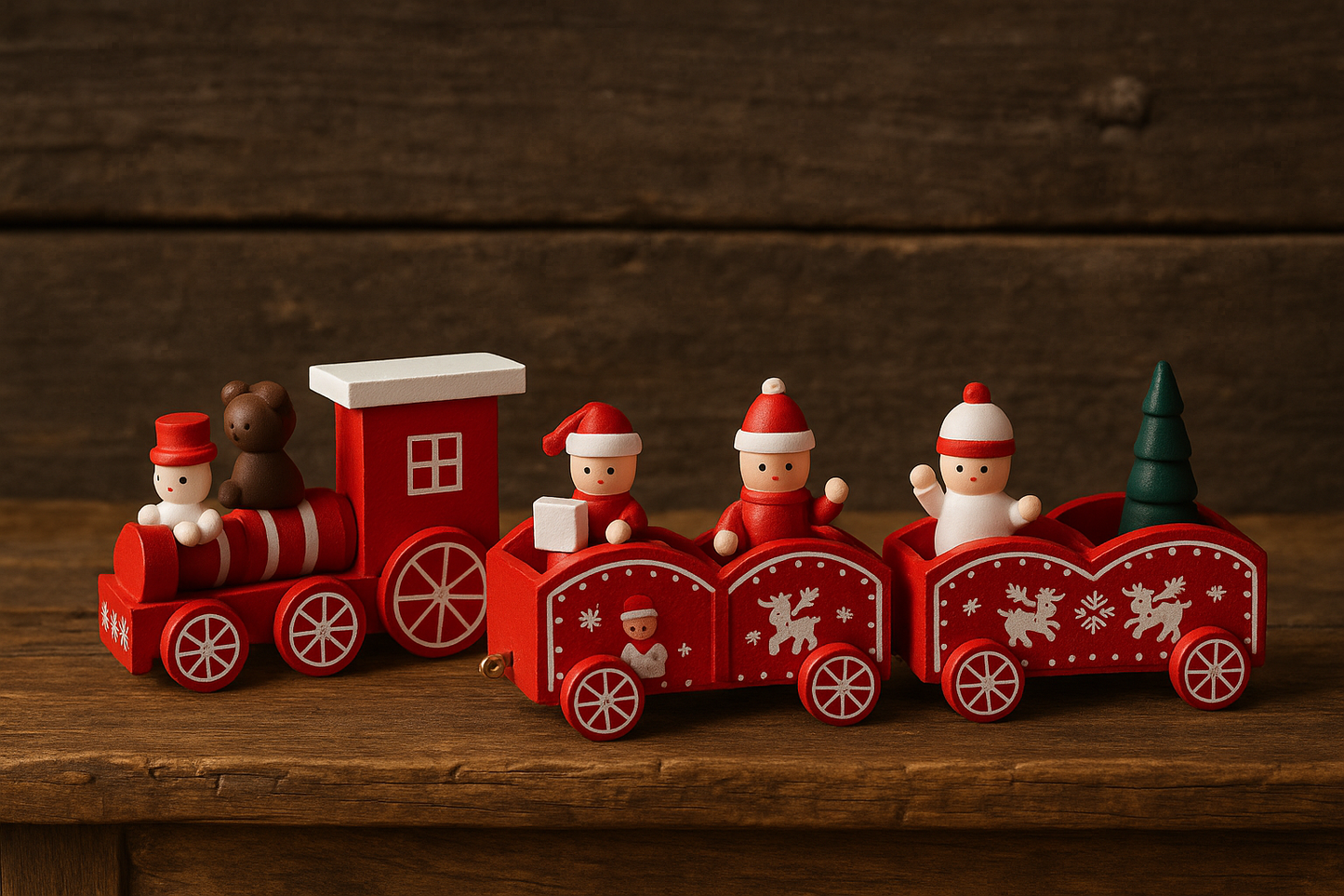 Mini Tren de Navidad De Madera