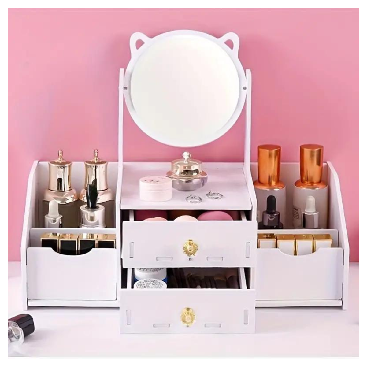 Organizador de Maquillaje con Espejo Giratorio