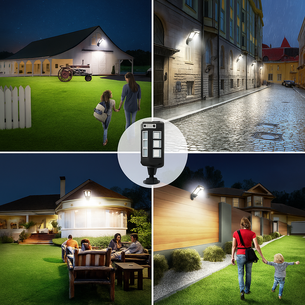 Pack 3 Lamparas LED Carga Solar Con Sensor De Movimiento