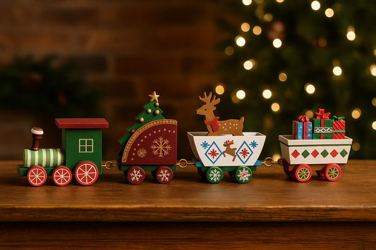 Mini Tren de Navidad De Madera Colorido