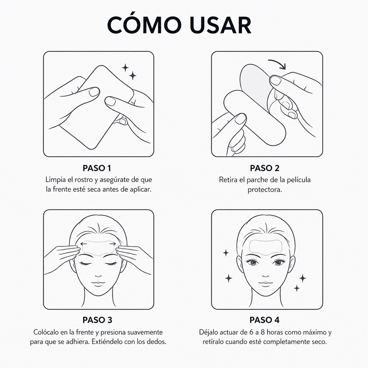 6 Parches antiarrugas para la frente.