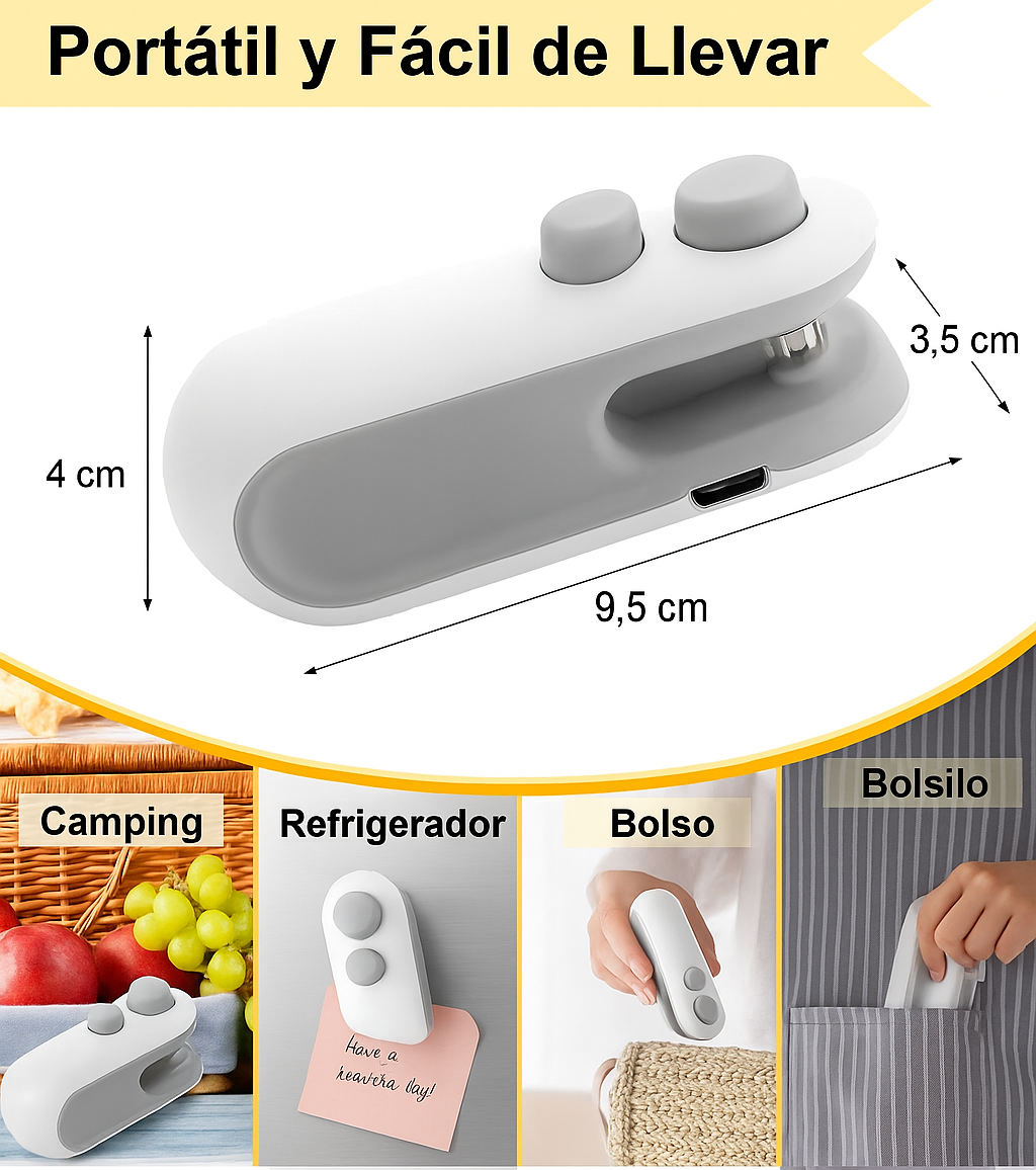 Selladora de bolsas recargable portátil